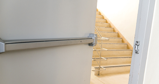 Panic bar on a fire exit door